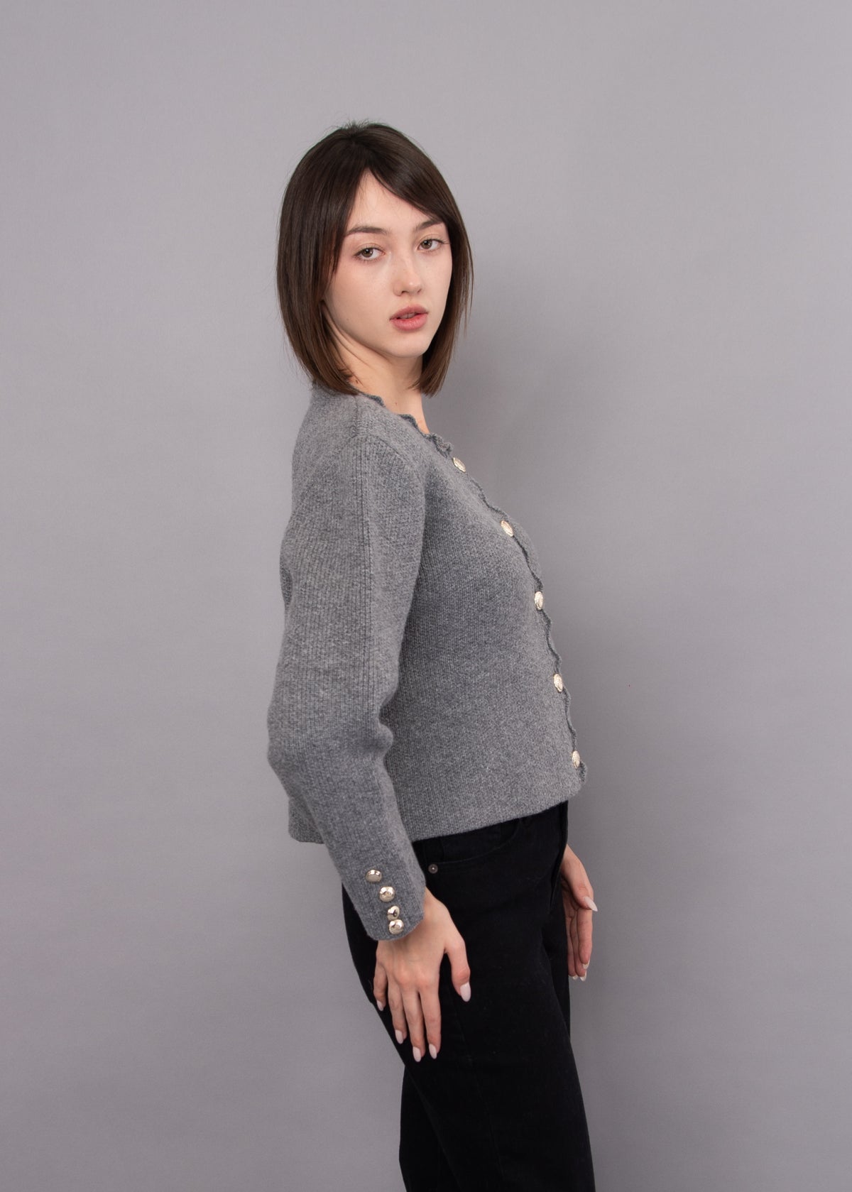 Linnette Long Sleeve Crew - Grey