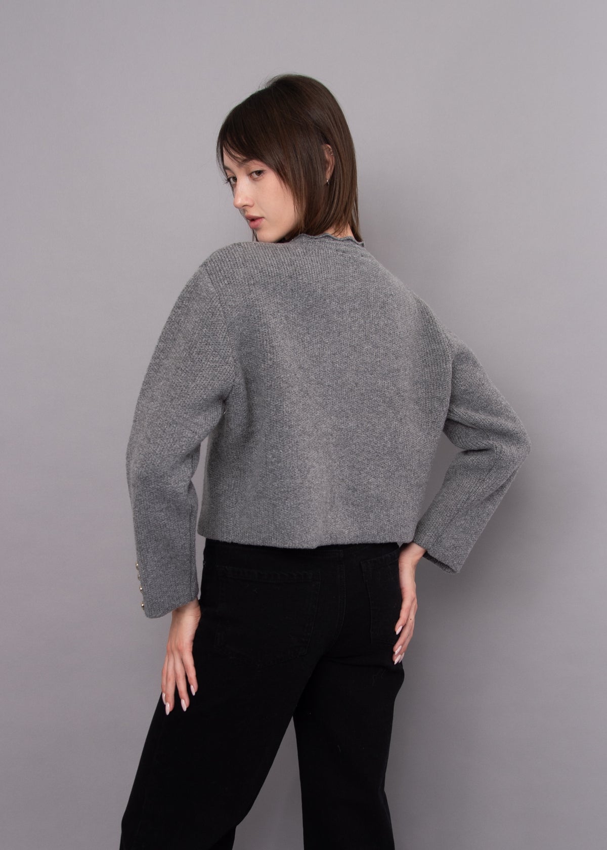 Linnette Long Sleeve Crew - Grey