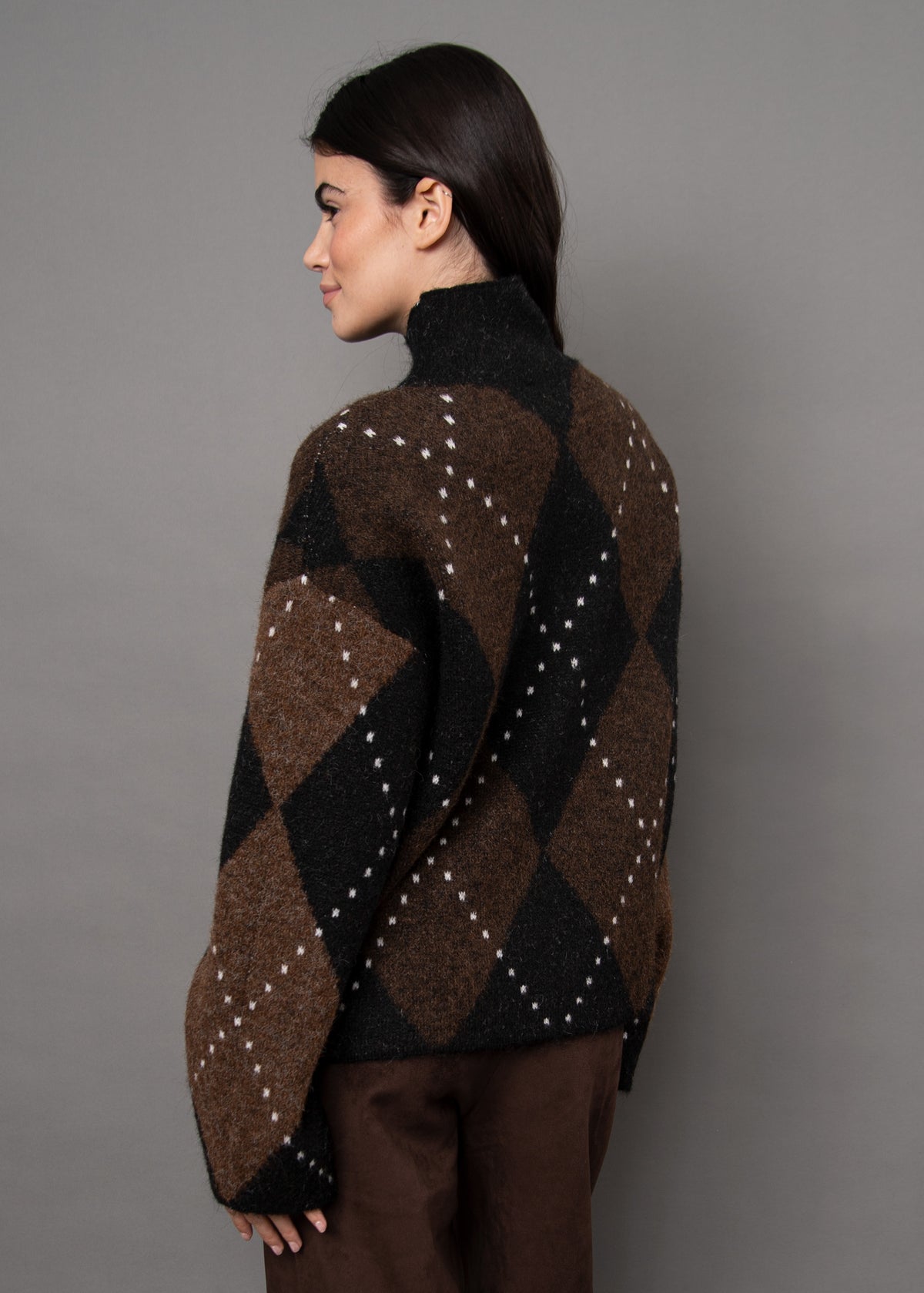 Amora Long Sleeve Pullover Brown/Black