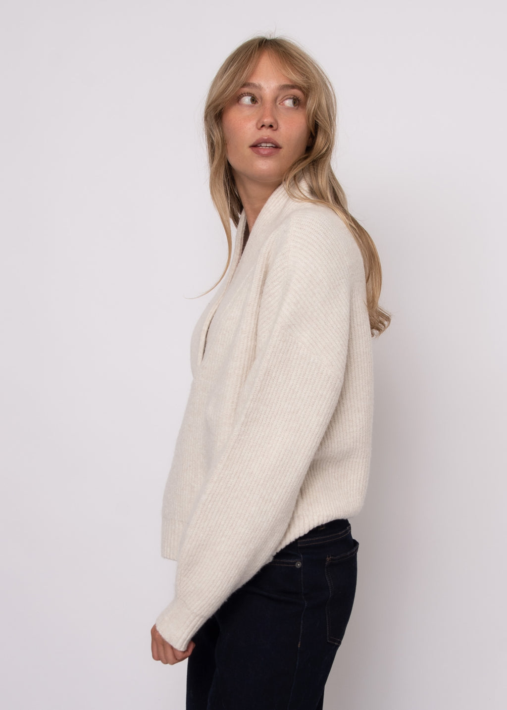 Quinlan Long Sleeve Shawl - Pearl