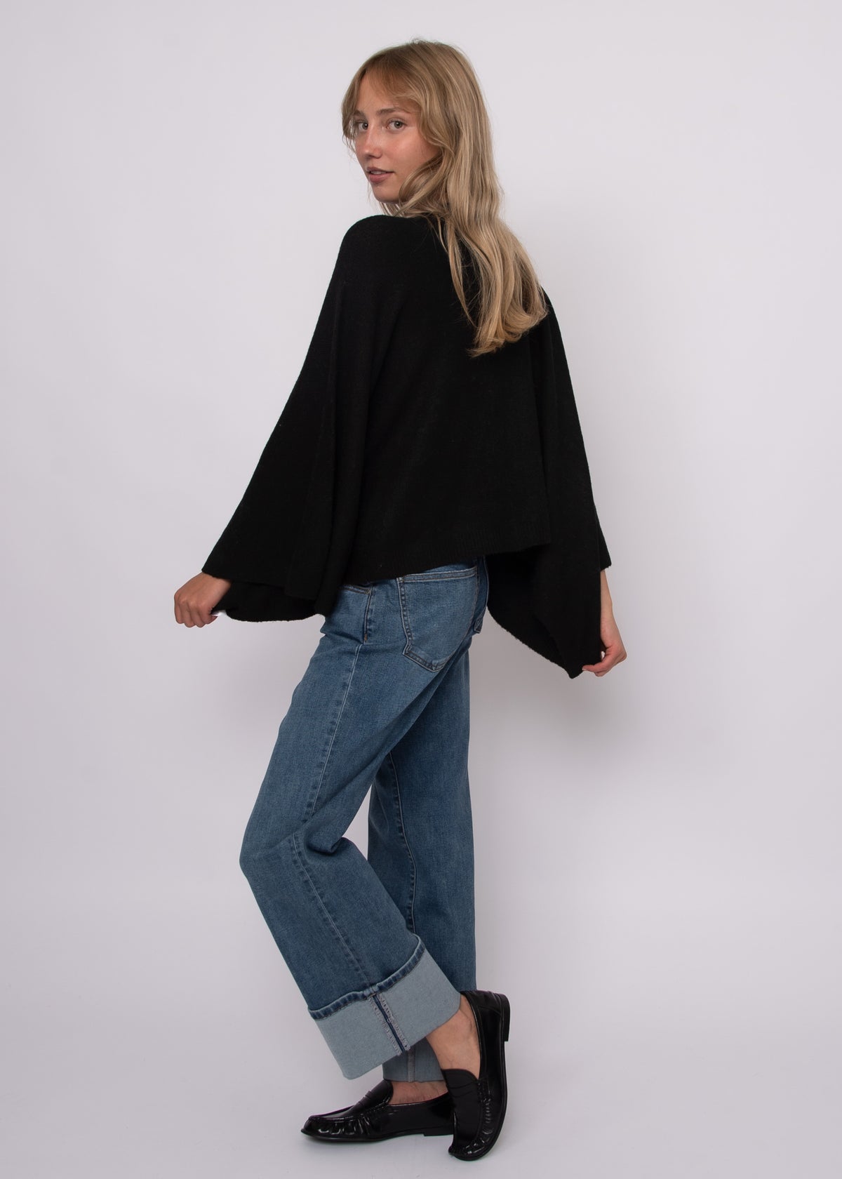 Constanza Button Front Bat Wing - Black