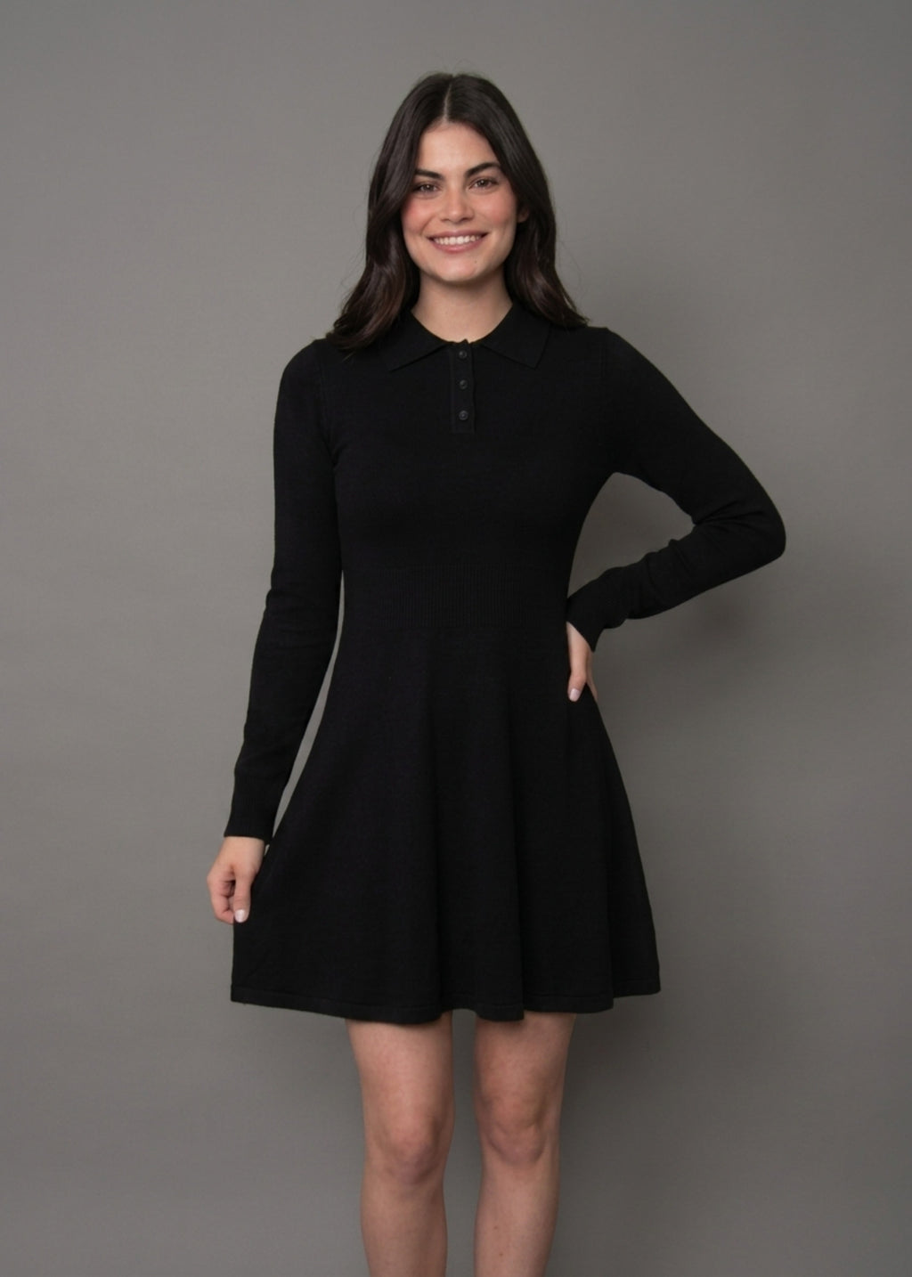Poppaca Long Sleeve Dress - Black