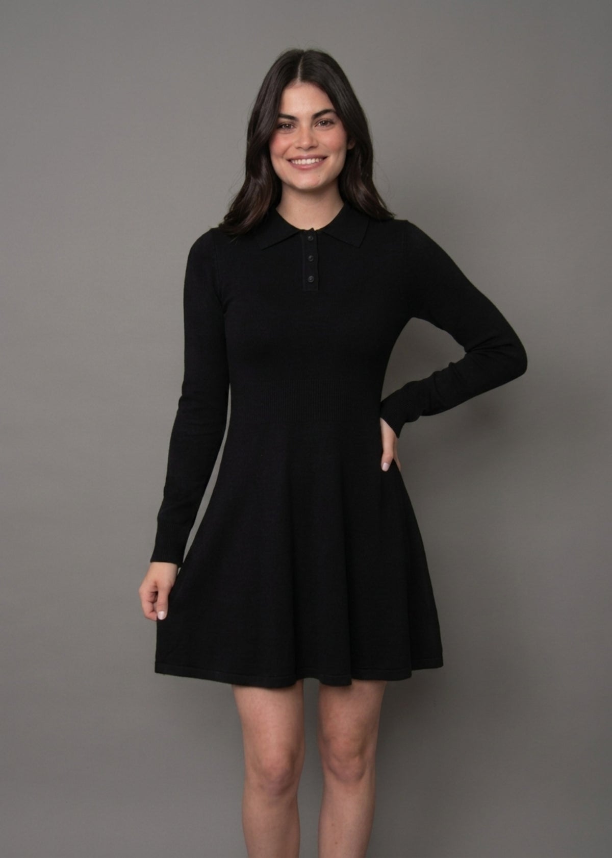 Poppaca Long Sleeve Dress - Black