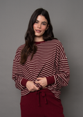 Colbert Striped Waffle Sweater - Burgundy