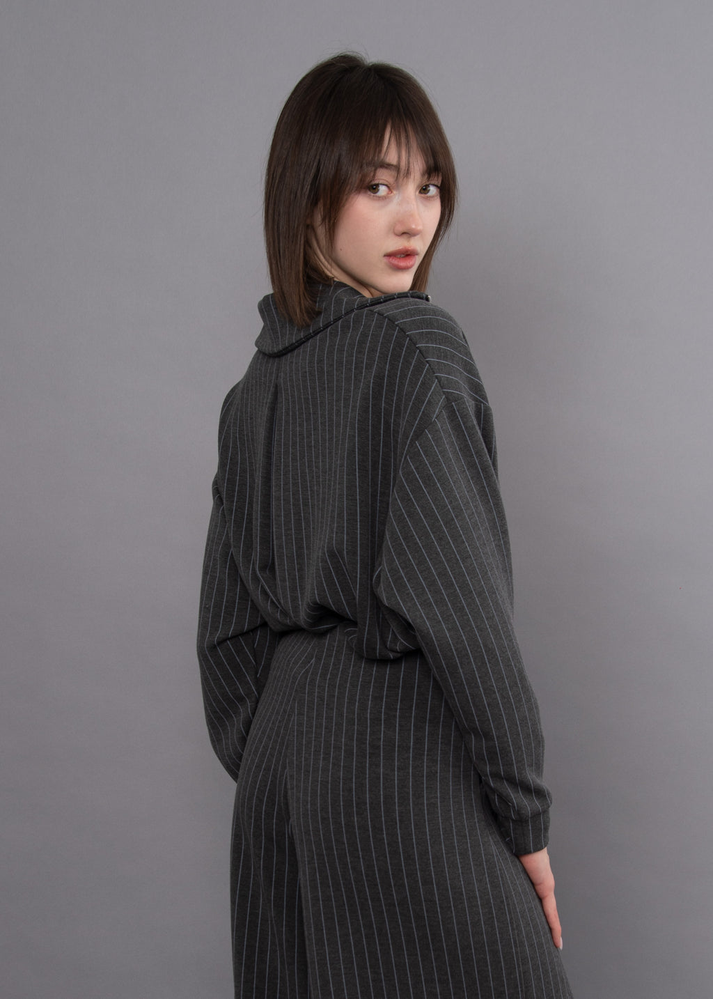 MAURITZ STRIPED SOFT KNIT ZIP UP
