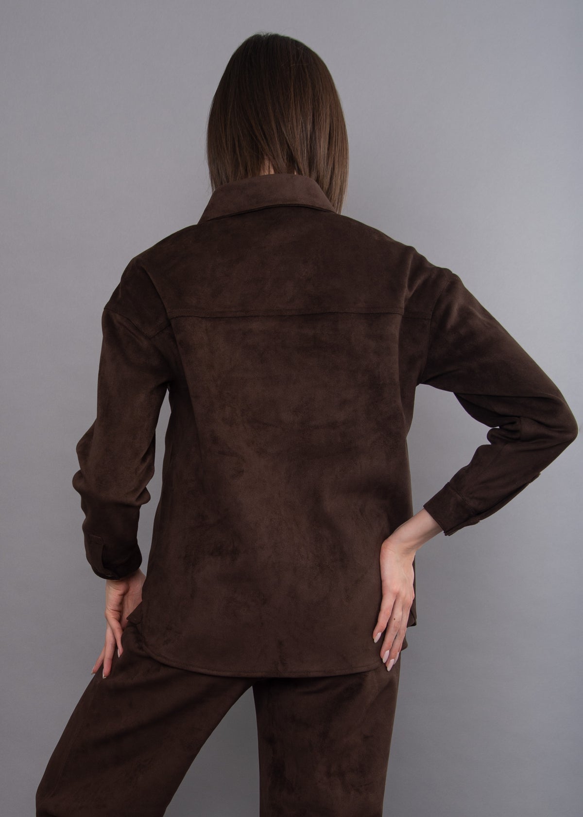 Sadina Faux Suede Long Sleeve - Brown