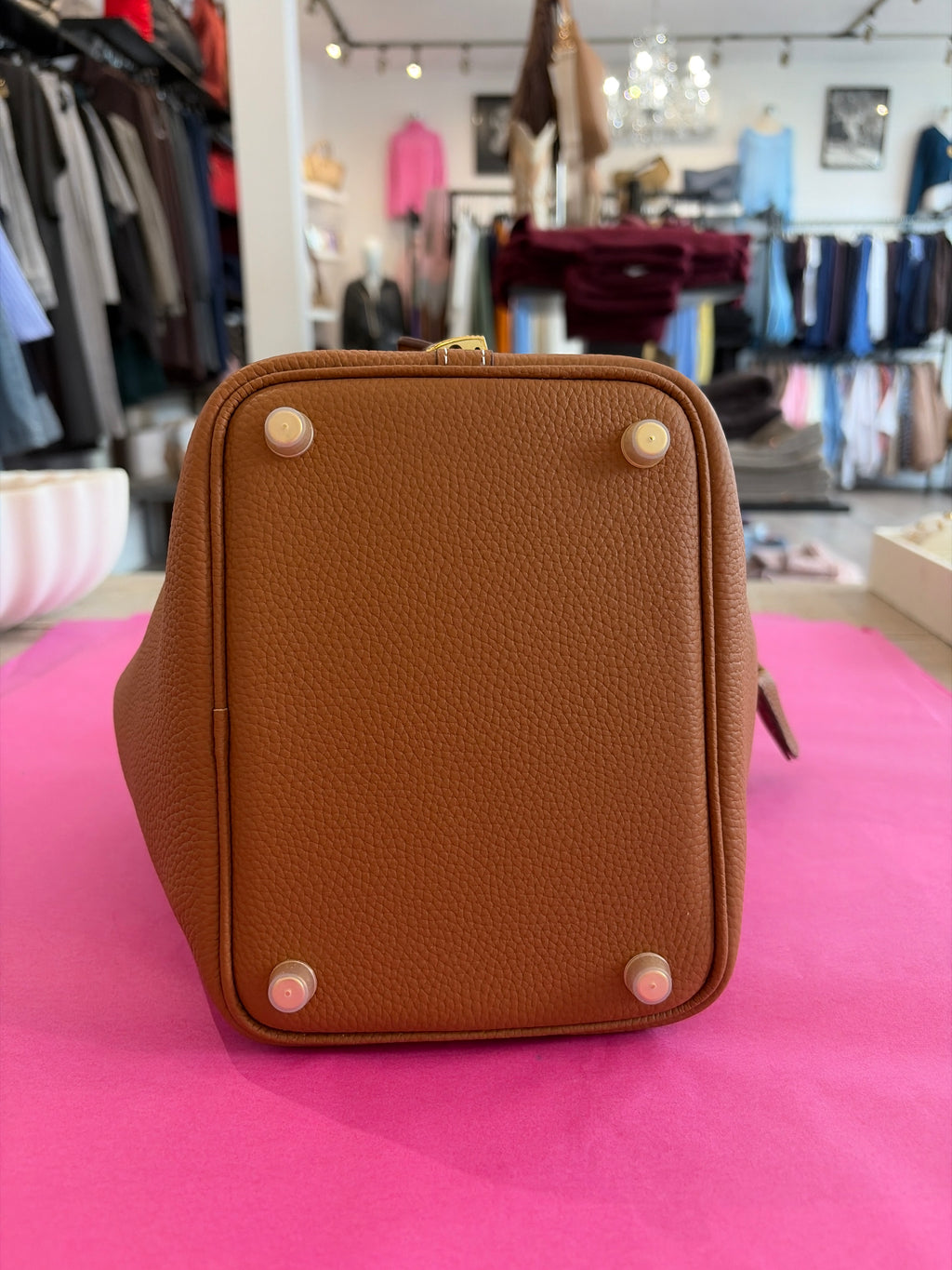 INZI Tan Genuine Leather Bucket Bag