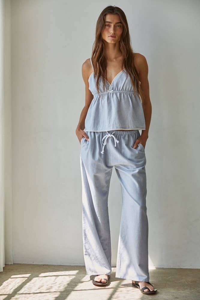 Cotton/Linen Top Blue/White