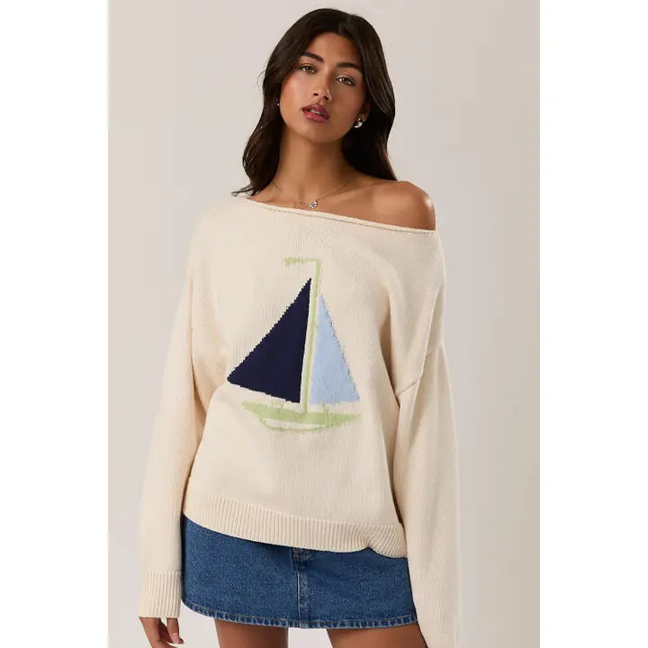 Boat Neck Sweater Top