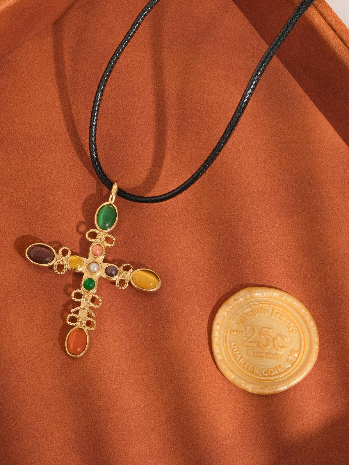 Chase 18K Gold Non-Tarnish Cross Necklace: Yellow Gold