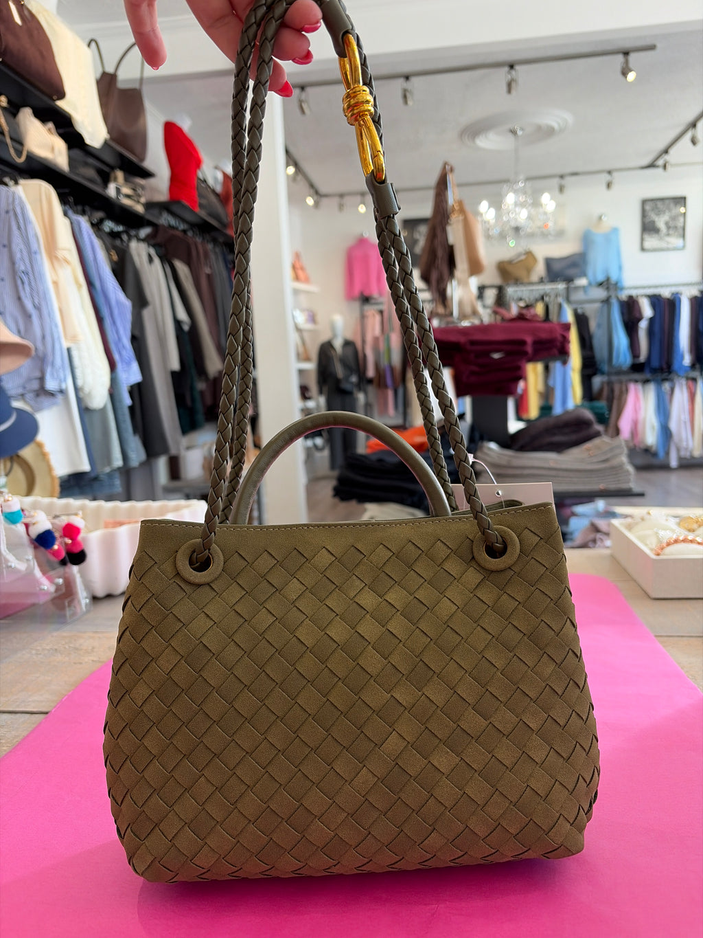 Inzi Faux Suede Woven Crossbody