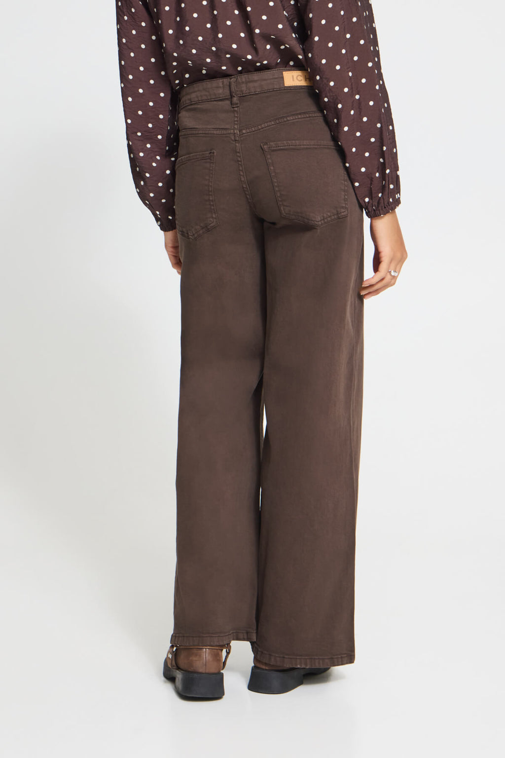 ICHI Brown Wide Leg Denim