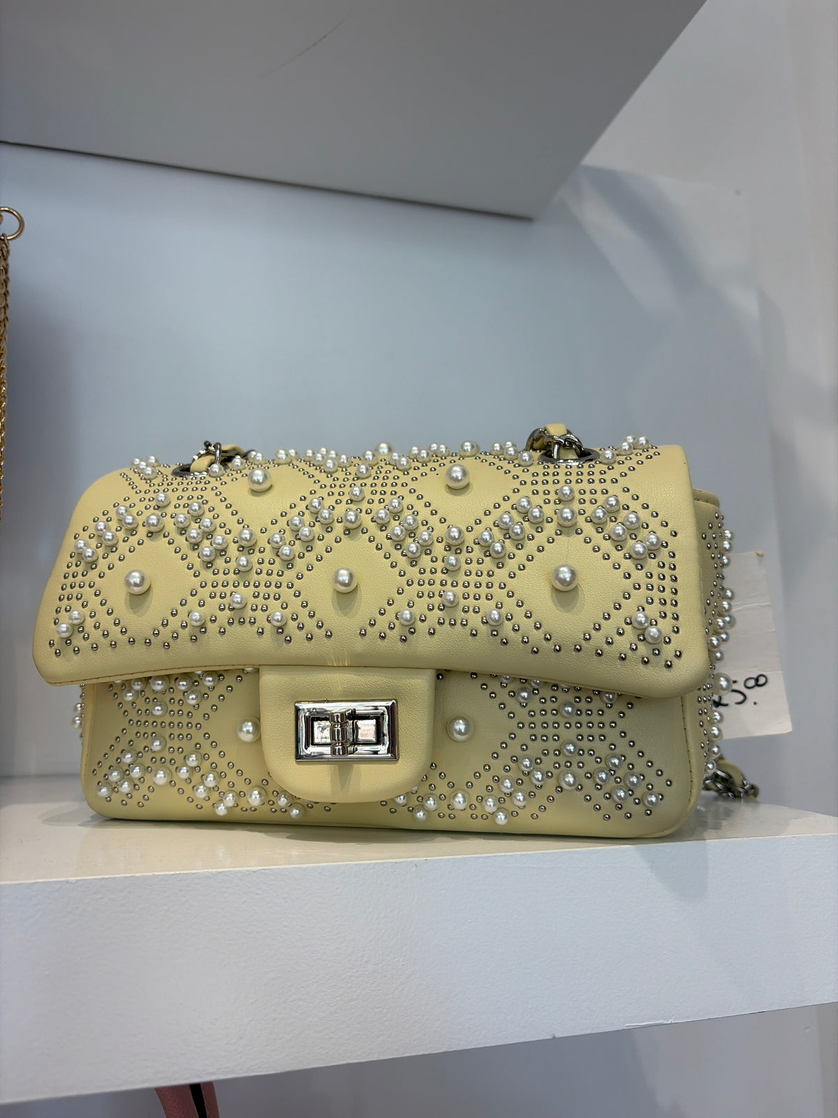 Inzi handbag yellow with pearls