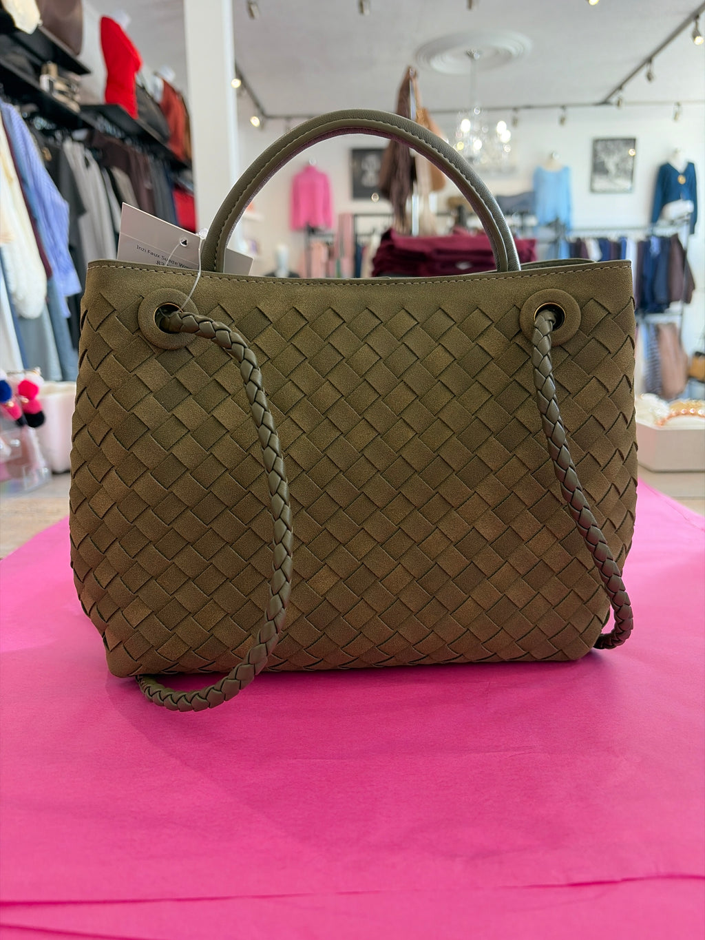 Inzi Faux Suede Woven Crossbody