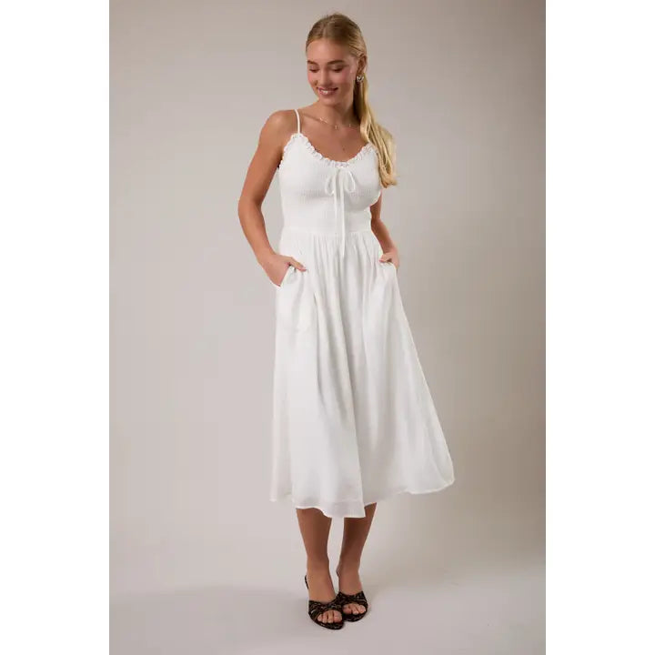 Midi Dress with Cotton Lace Trim