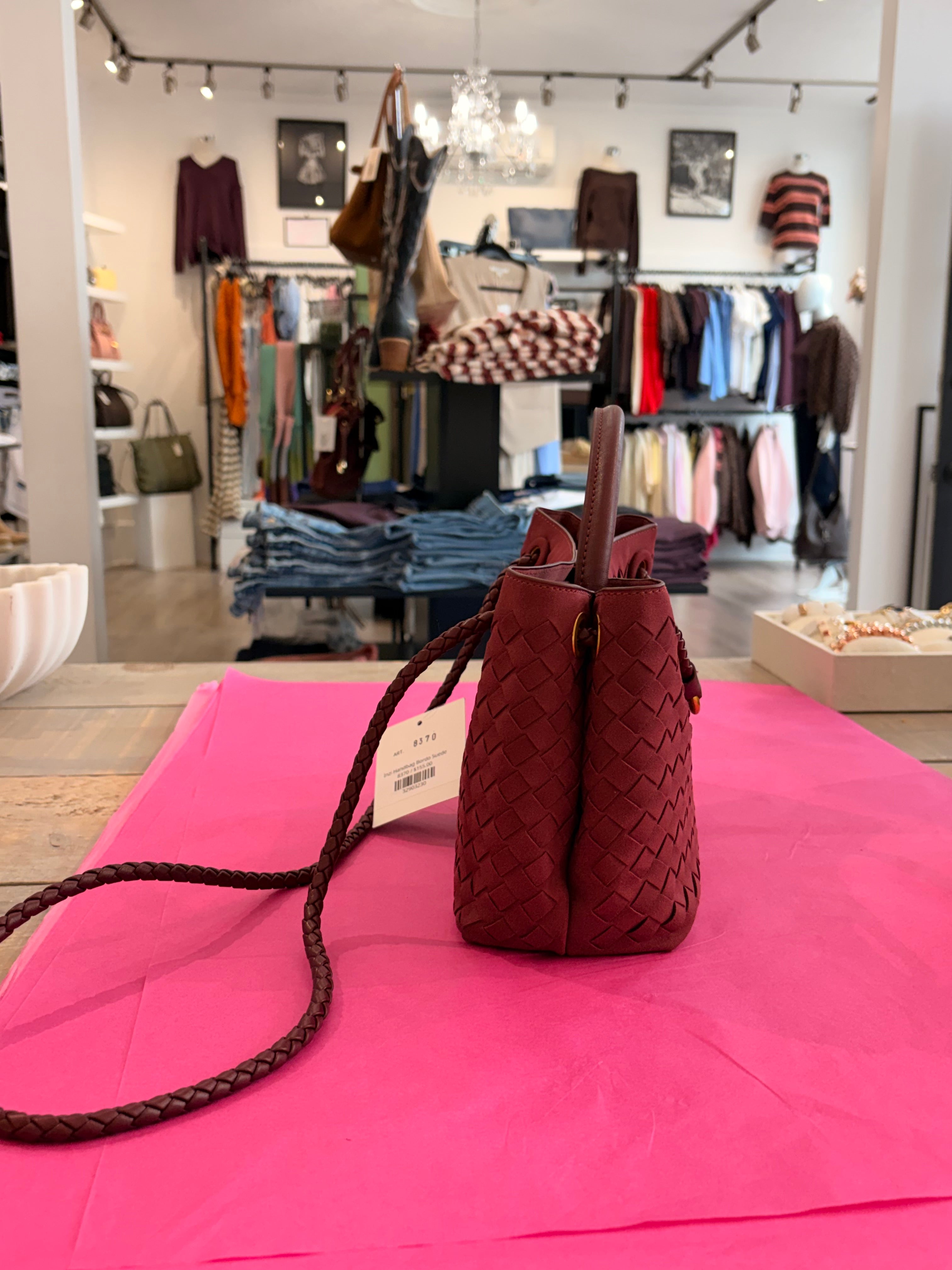 Inzi Handbag Bordo Suede