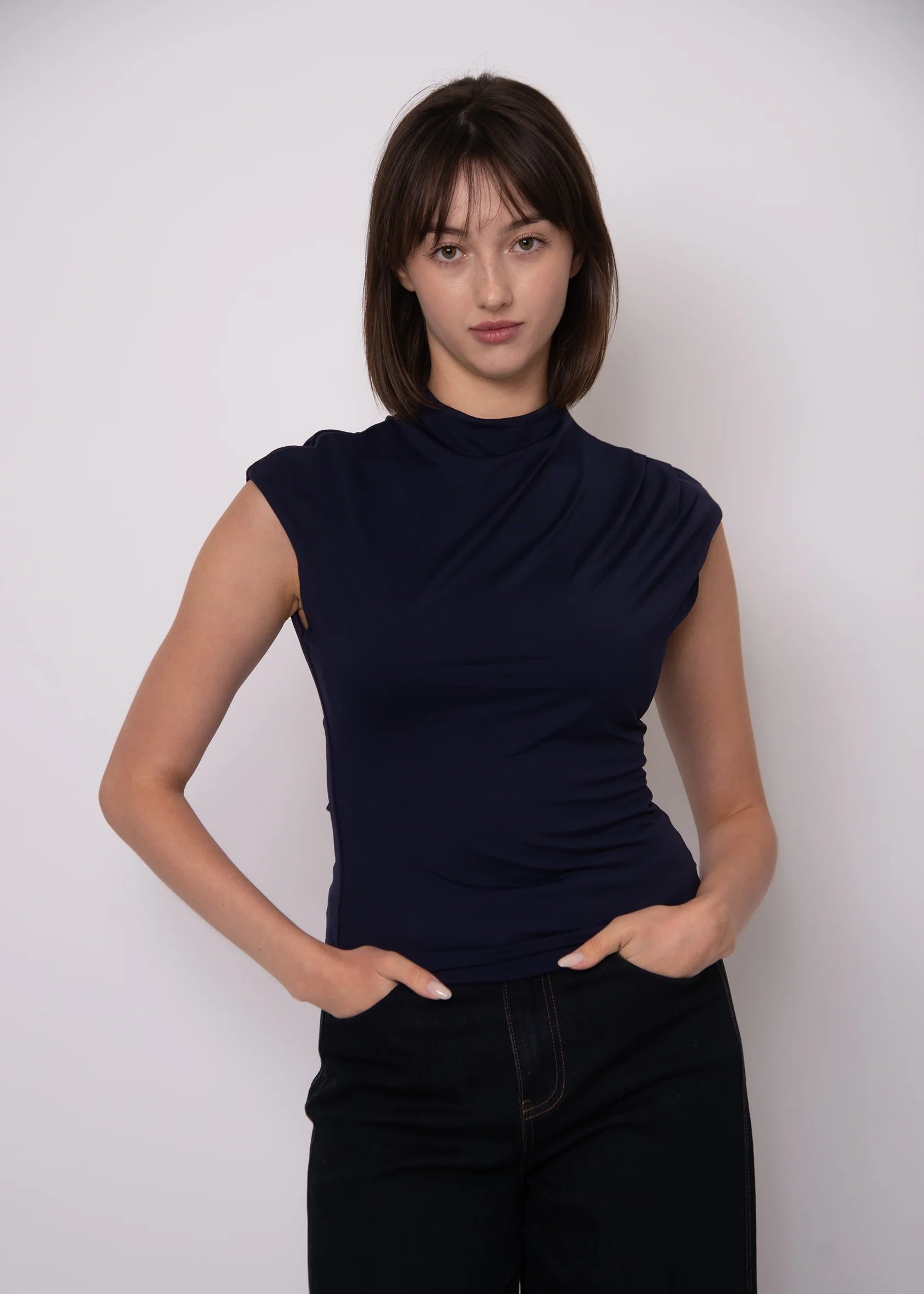Second Skin - Yvette Funnel Neck Draped Top