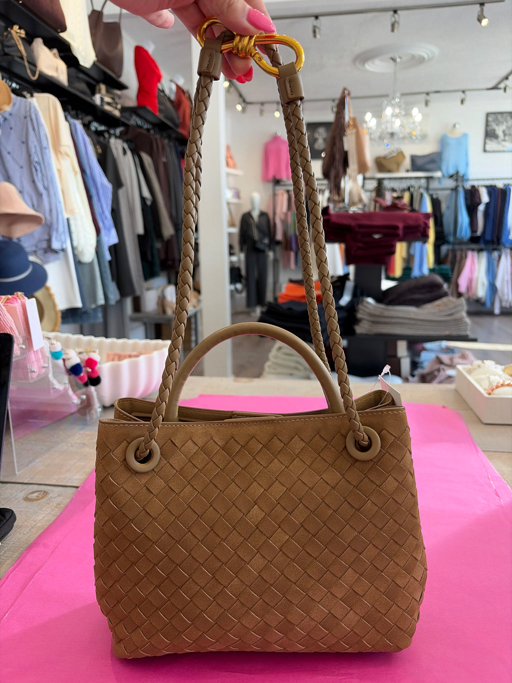 Inzi Faux Suede Woven Crossbody