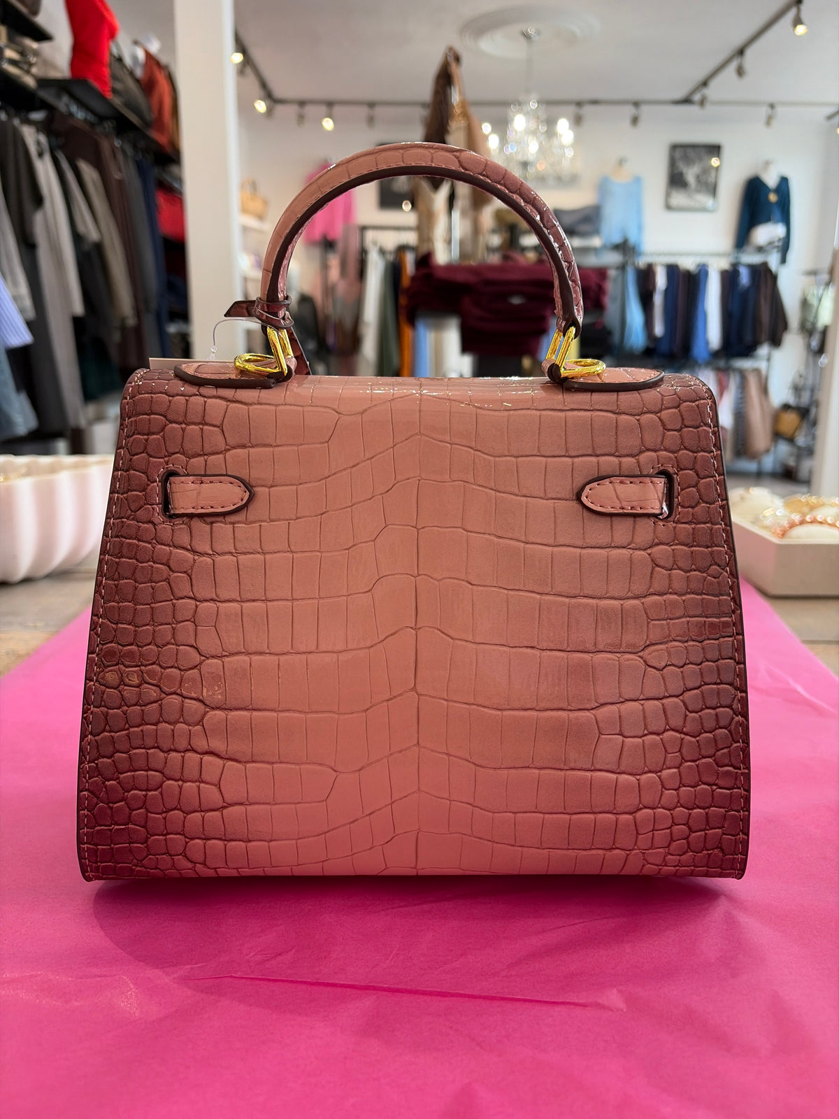 Inzi Two Tone Pink Croc Medium Kelly