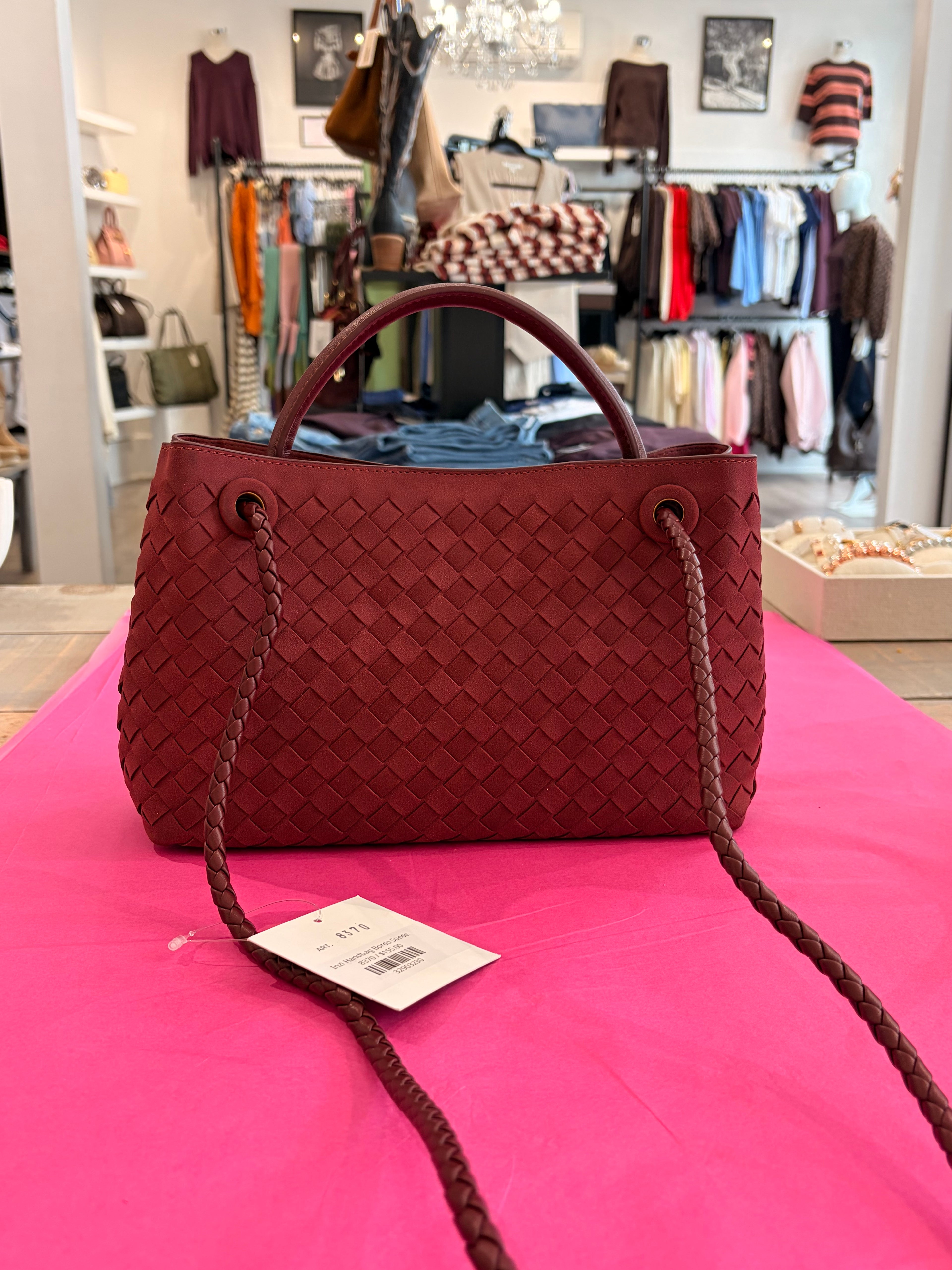 Inzi Handbag Bordo Suede
