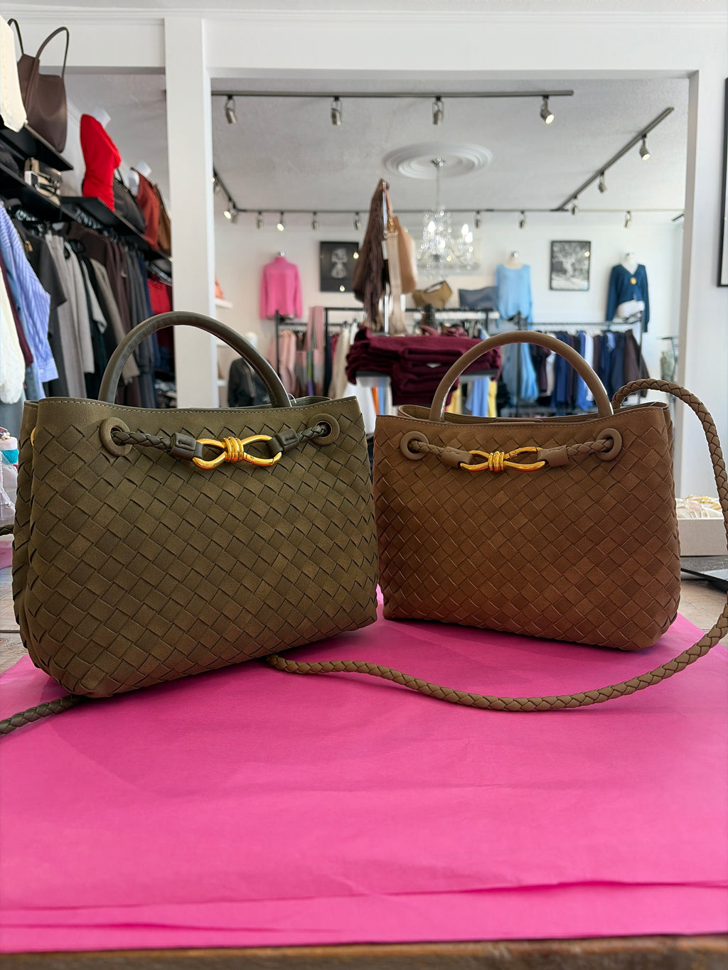 Inzi Faux Suede Woven Crossbody