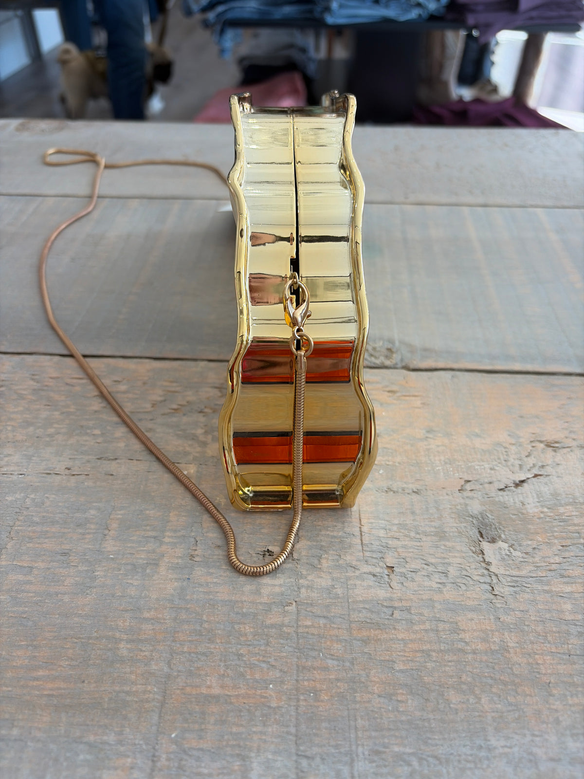 Inzi Metallic Clutch Gold