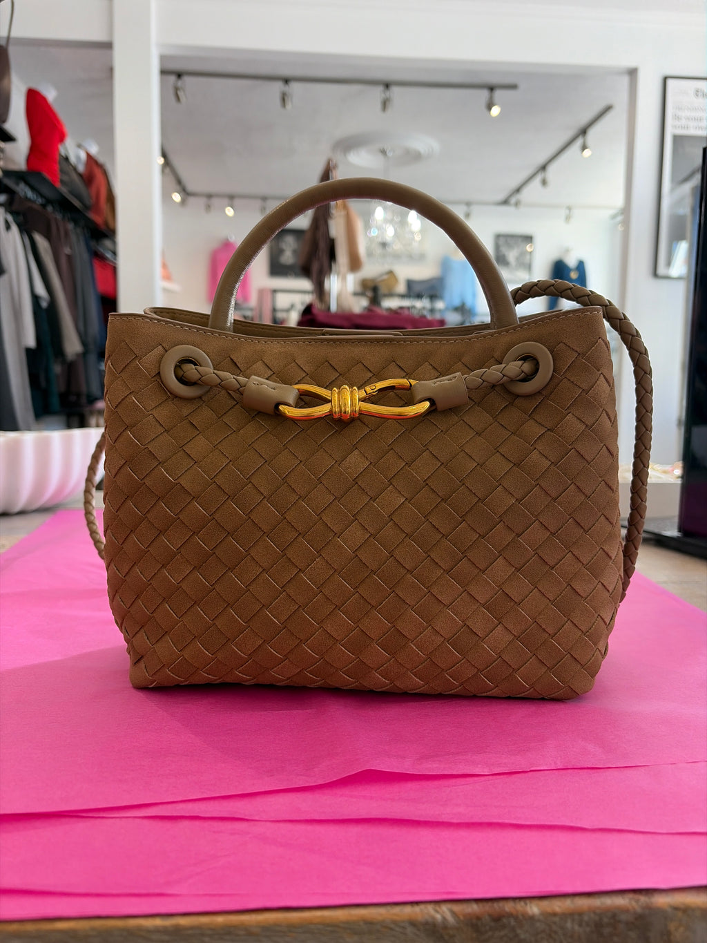 Inzi Faux Suede Woven Crossbody