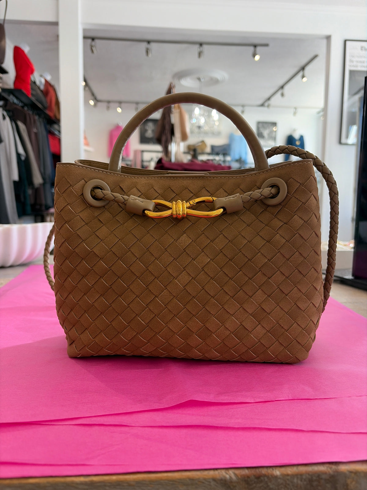 Inzi Faux Suede Woven Crossbody