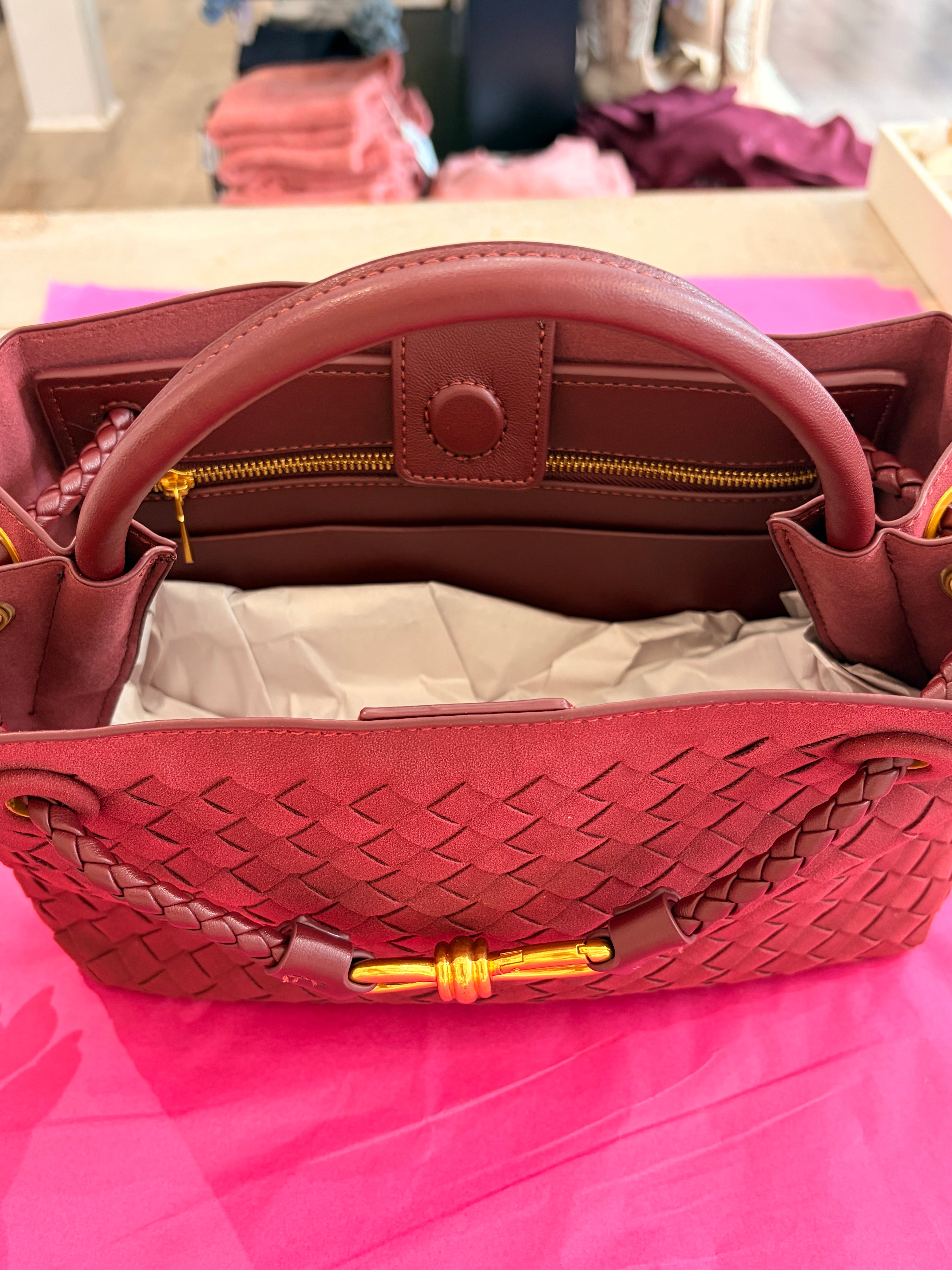 Inzi Handbag Bordo Suede