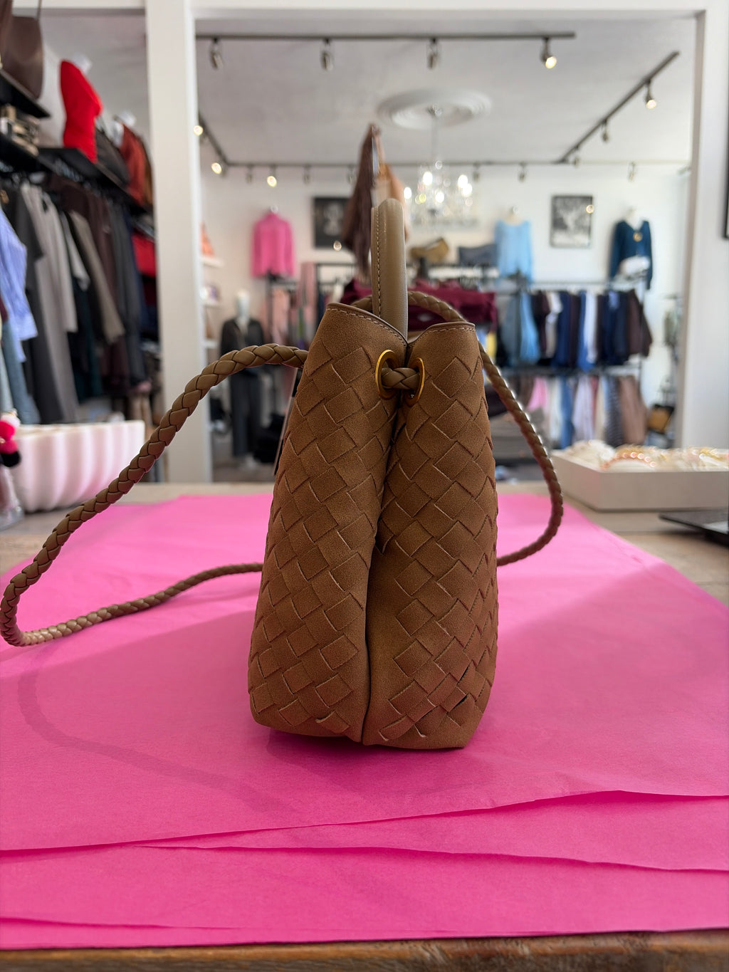 Inzi Faux Suede Woven Crossbody