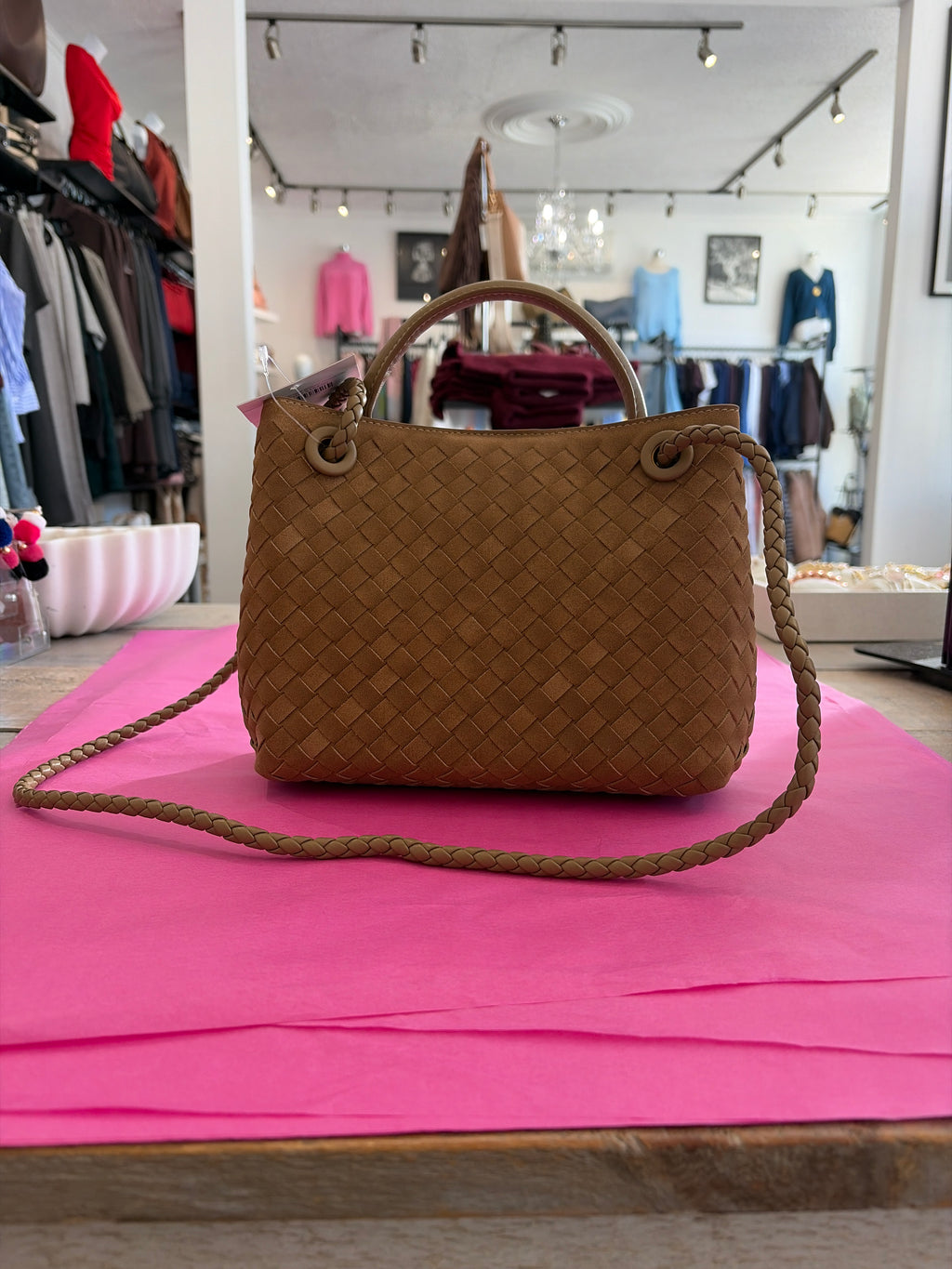 Inzi Faux Suede Woven Crossbody