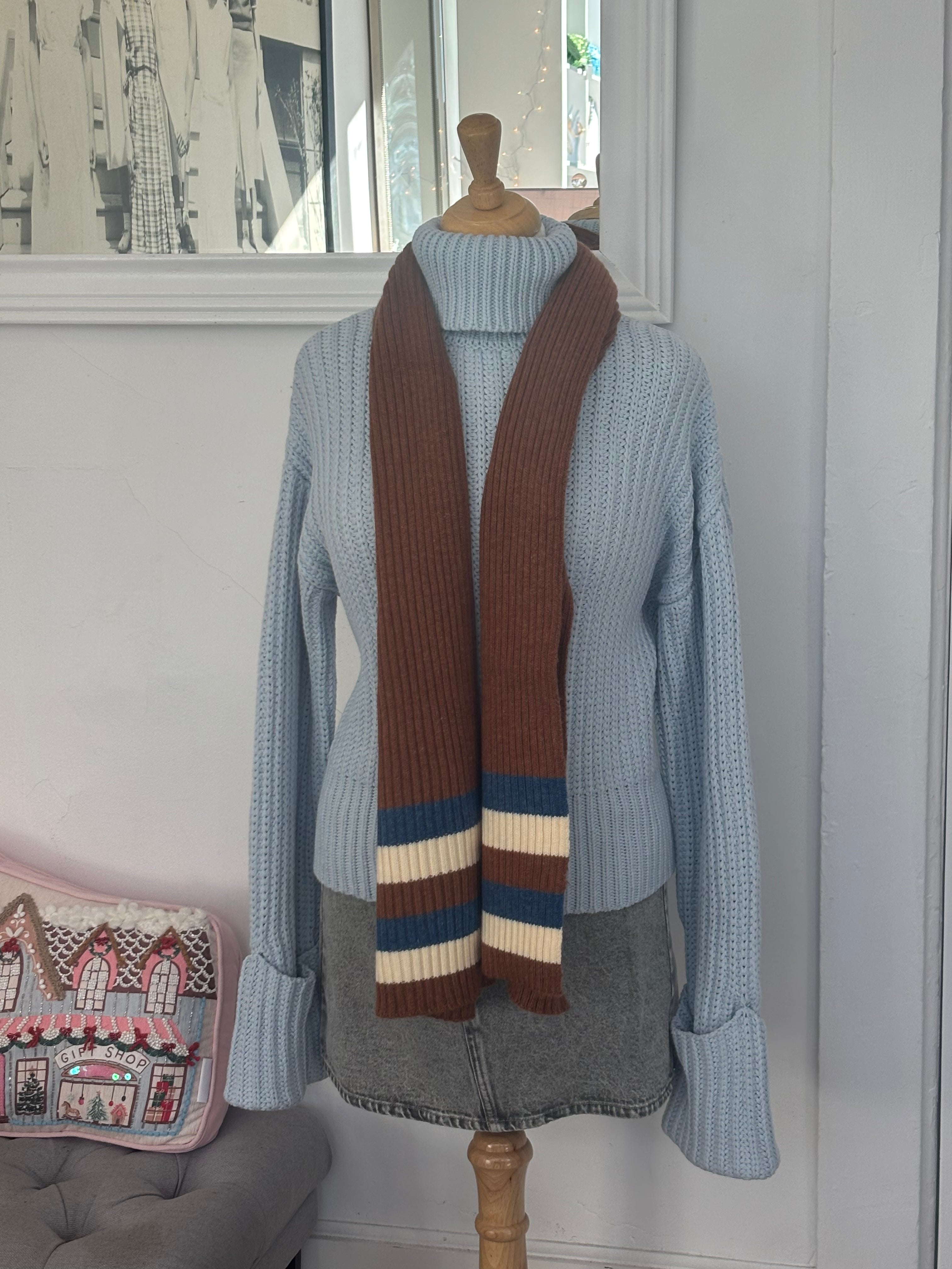 The Pathz cashmere scarf brown blue