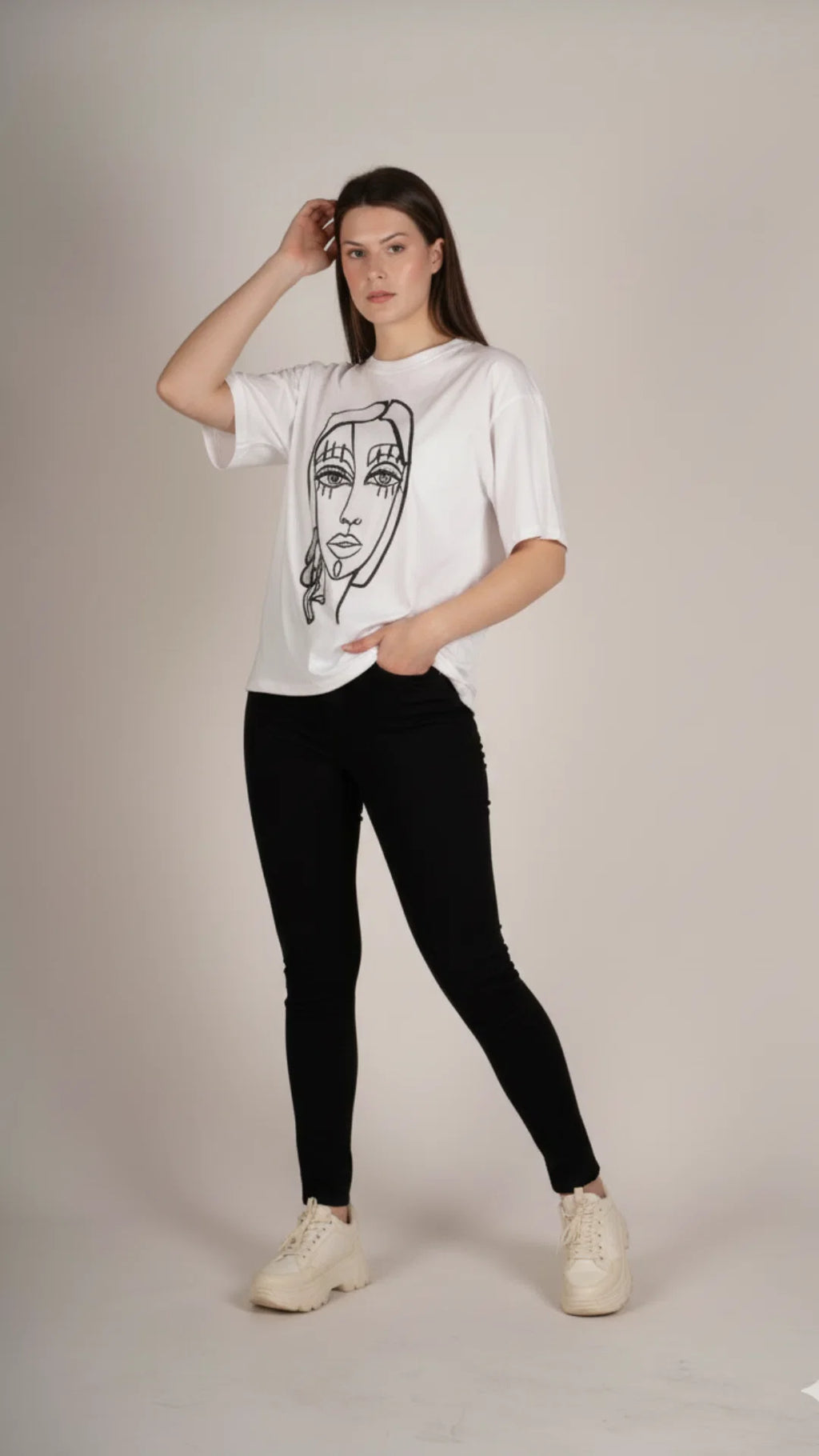 Angela Mara - Lady face T-Shirt White