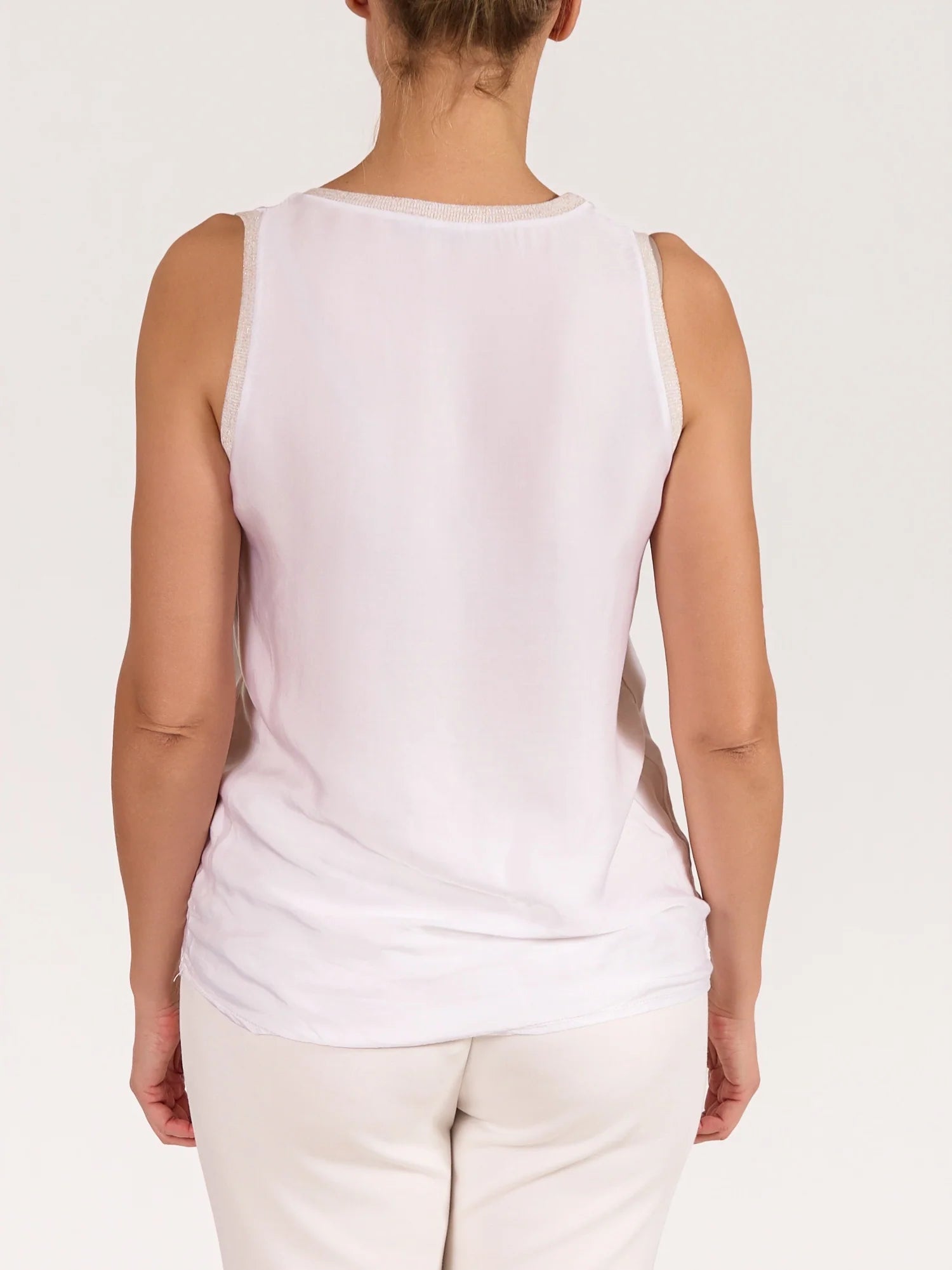 ANGELA MARA - Short sleeve top with gold neck