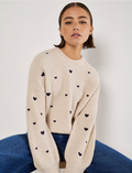 Apricot Embroidered Heart Jumper Cream