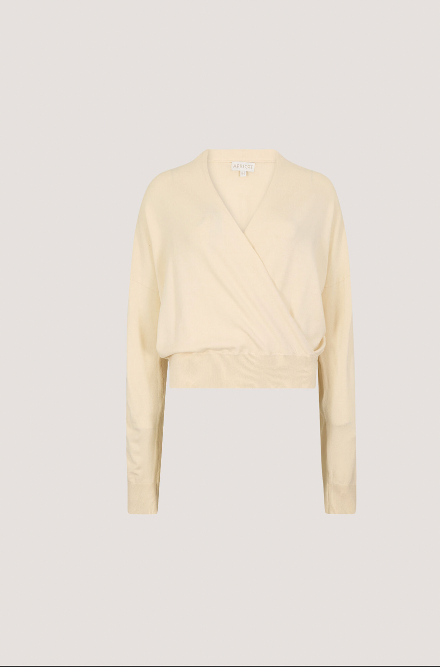 Apricot - Soft Fine Knit Wrap Jumper Stone