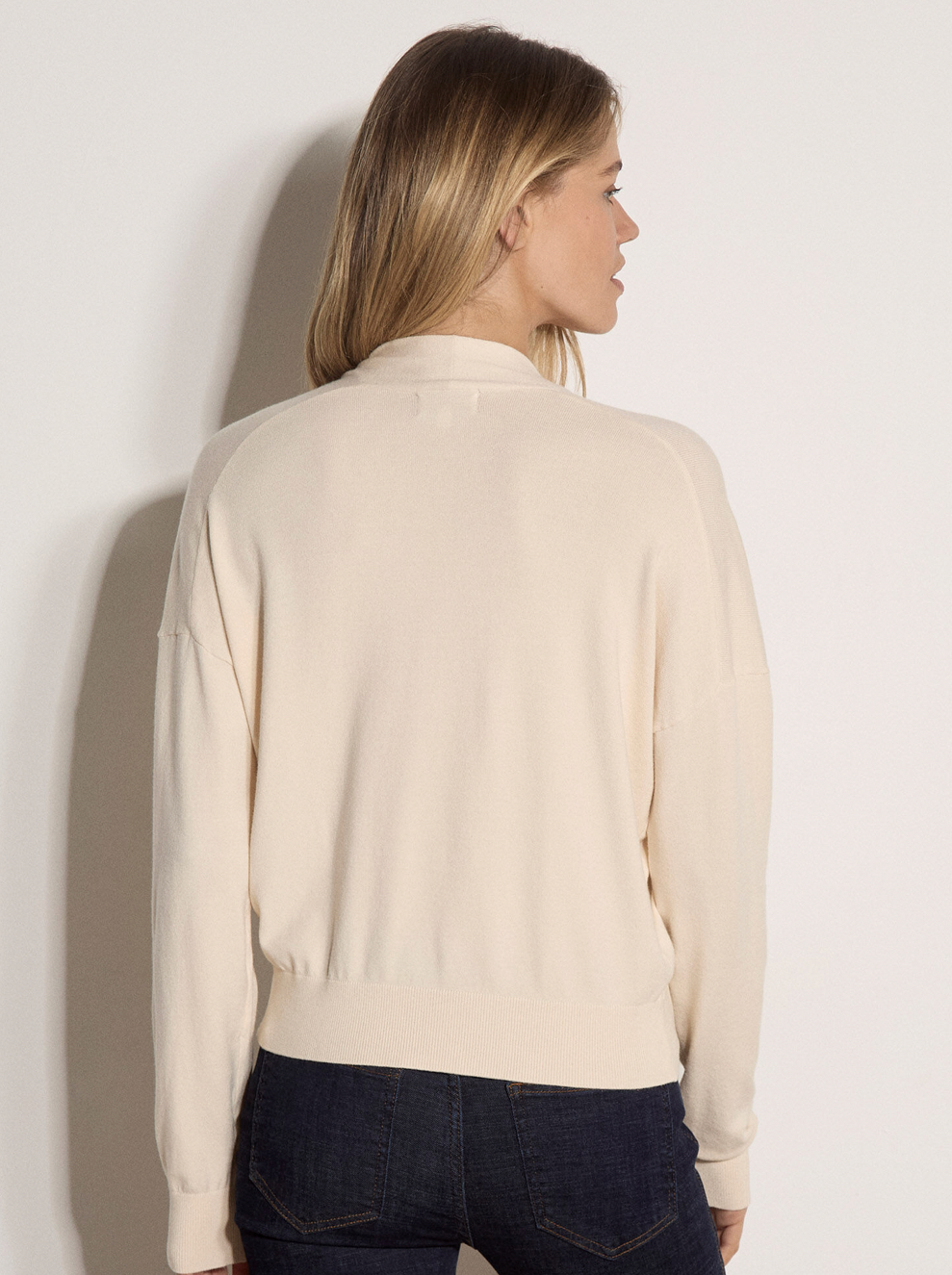Apricot - Soft Fine Knit Wrap Jumper Stone
