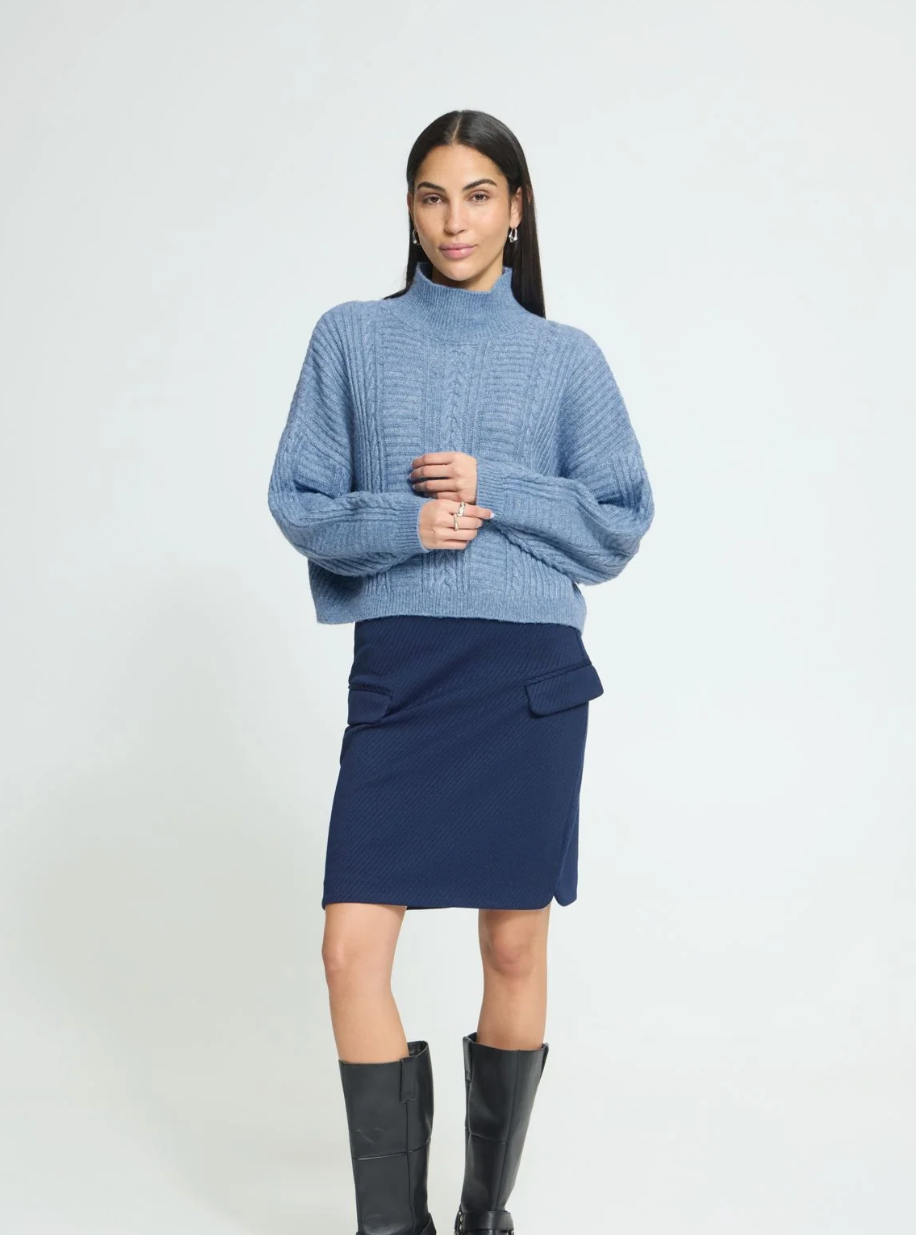 ICHI Mylle Blue Knit Sweater
