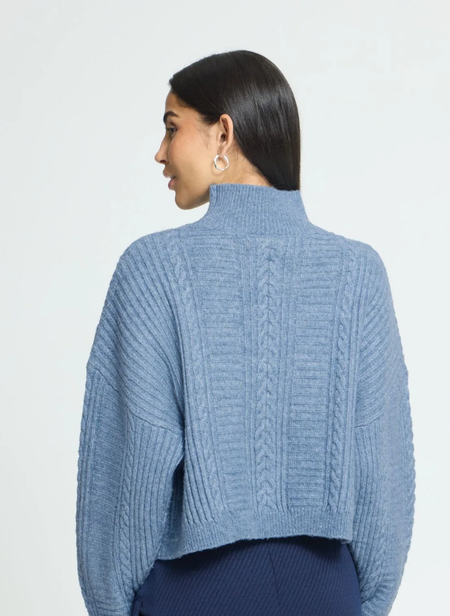 ICHI Mylle Blue Knit Sweater