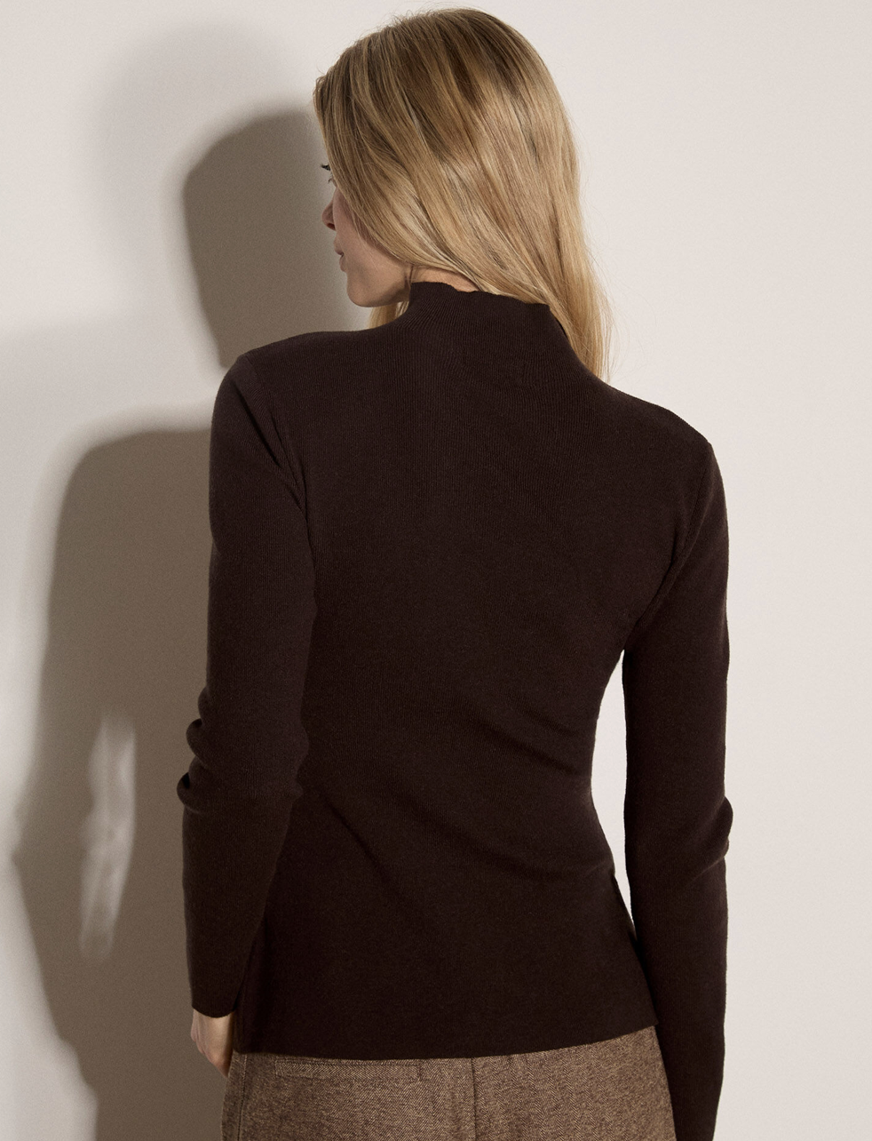 Apricot - Brown Pleat Button Knit Top