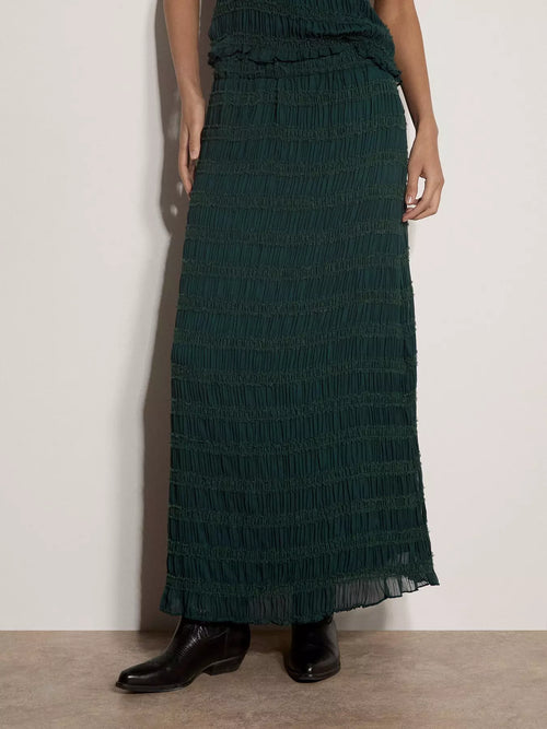 Apricot Textured Chiffon Maxi Skirt Green