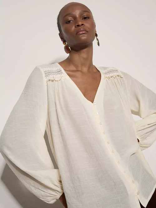 Apricot Ruffle Sarasa Blouse