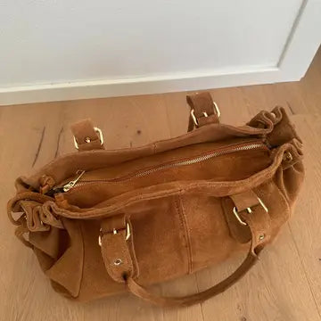 Isabel Large Suede Handbag - Camel