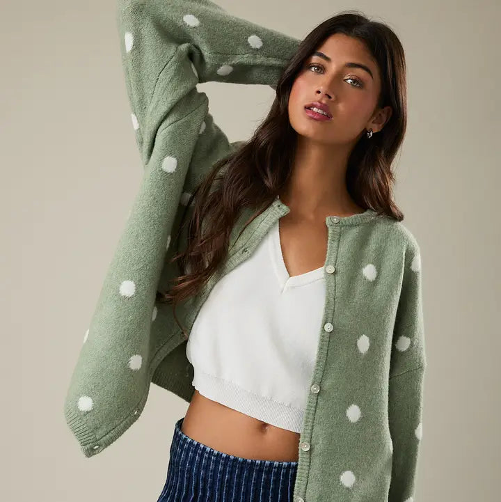 Polka Dot Sweater Cardigan