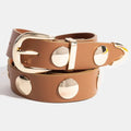 Metallic Disc Studded Vegan Leather Belt