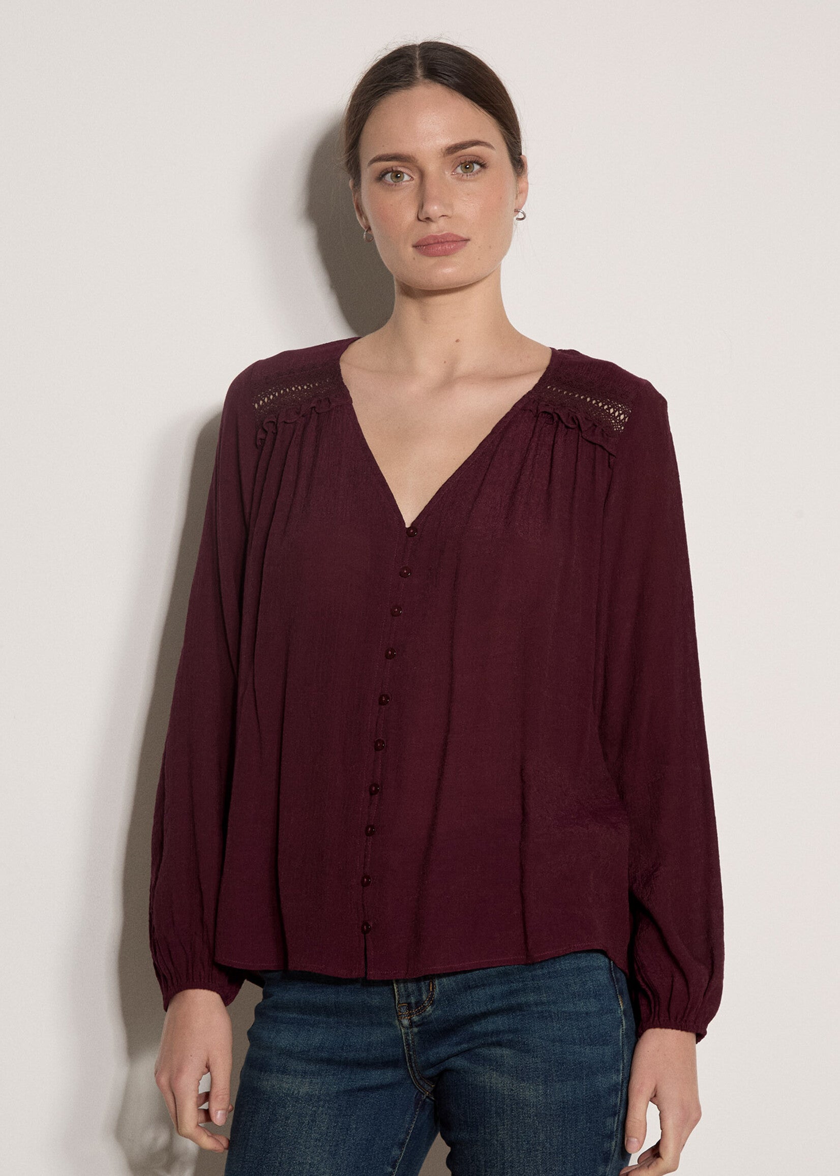 Apricot Ruffle Sarasa Blouse