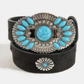 Turquoise Concho Buckle Vegan Leather Belt