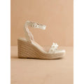 The Catalina | White Scalloped Espadrille Wedge