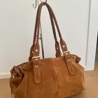 Isabel Large Suede Handbag - Camel
