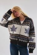 Le Lis - LEAVES WITH PATTERN SWEATER JACKET
